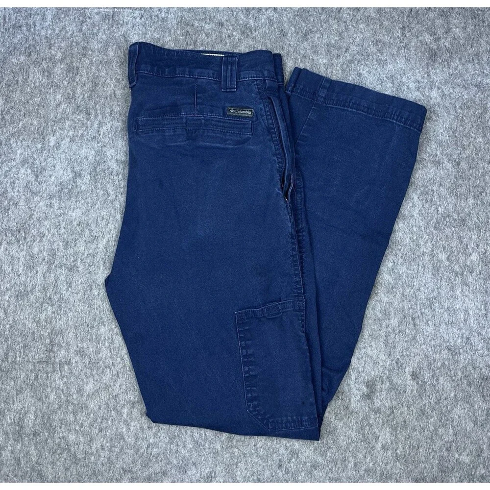 Columbia Men's Cargo Pants Straight Leg Regular Fit Blue Zip Pocket Size 30x30